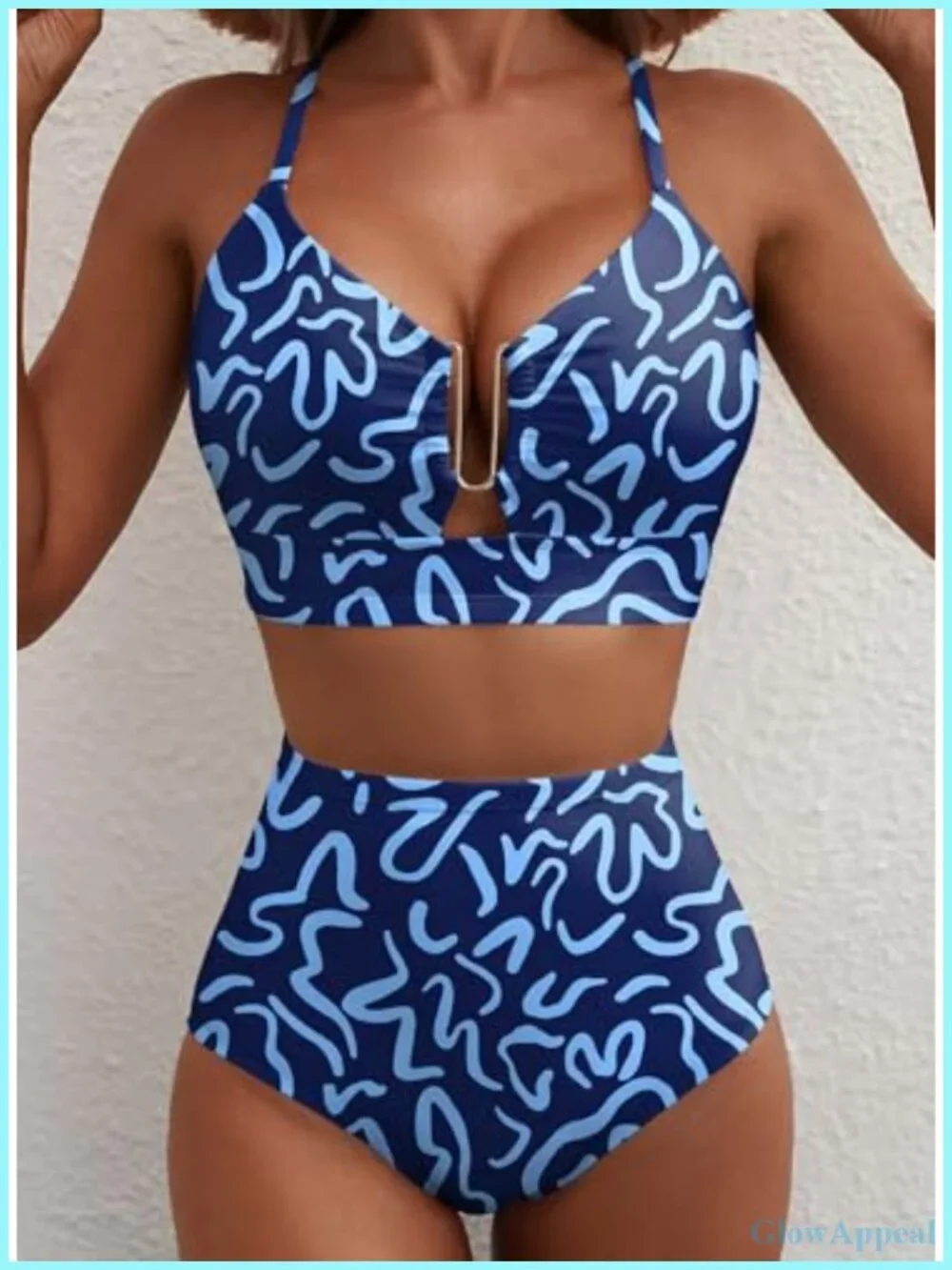 Women's 2 Piece High Waisted U Wire Bikini Set Floral Print Crisscross Back